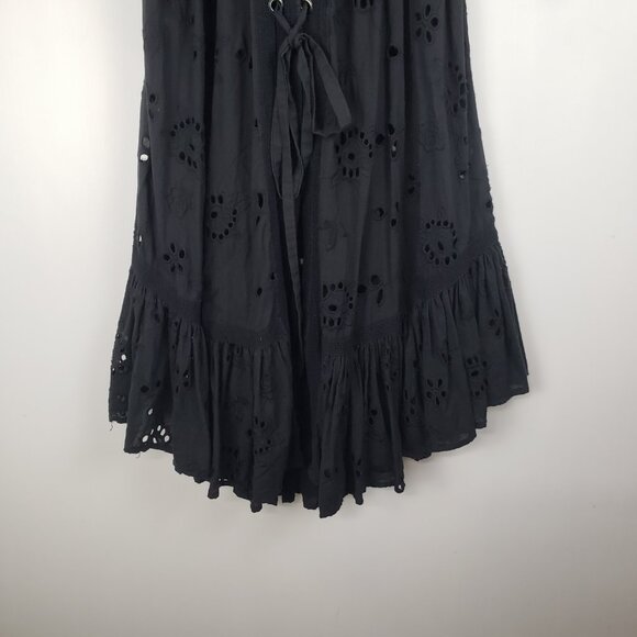 Misa Los Angeles Althea Cover Up Black Cotton Eyelet Lace Midi Dress Size XS - Picture 4 of 11
